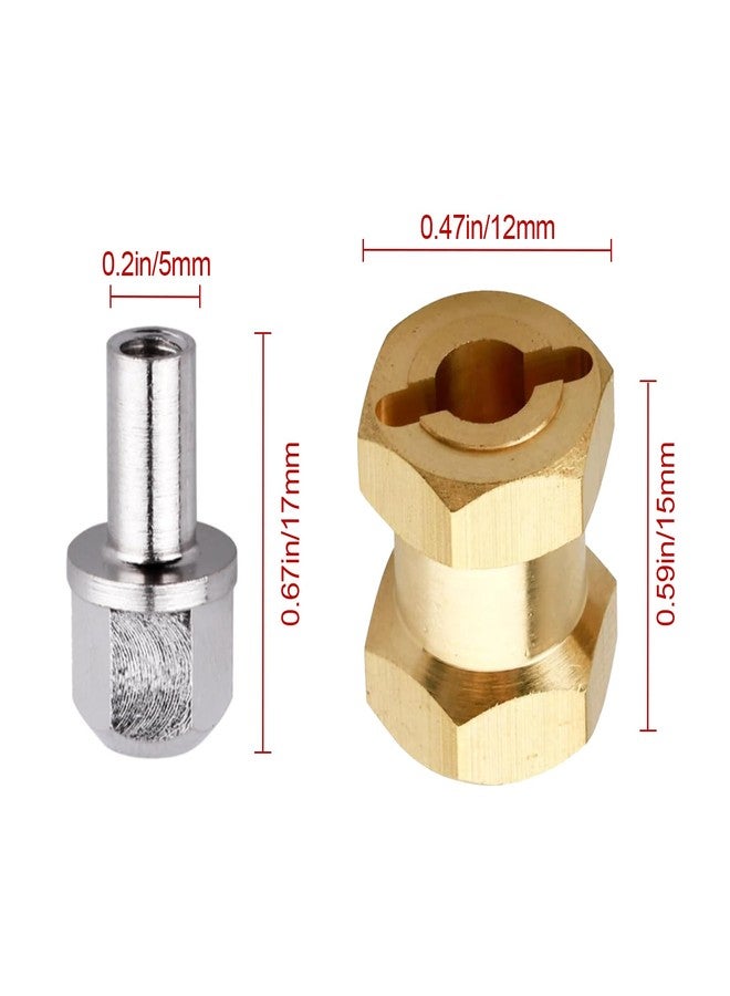 CrazyHobby 4PCS CrazyHobby Brass RC 12mm Wheel Hubs Extensions Wheel Spacers Hex Drive Adapter for 1/10 RC Crawler Axial SCX10 & SCX10 II 90046 D90 (15mm) - Image 2
